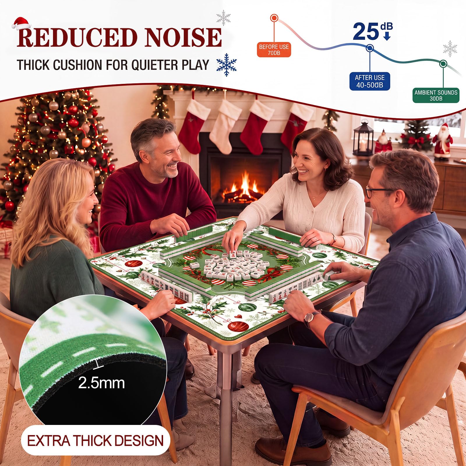 Juego de alfombrillas de Mahjong de Navidad con bolsa de