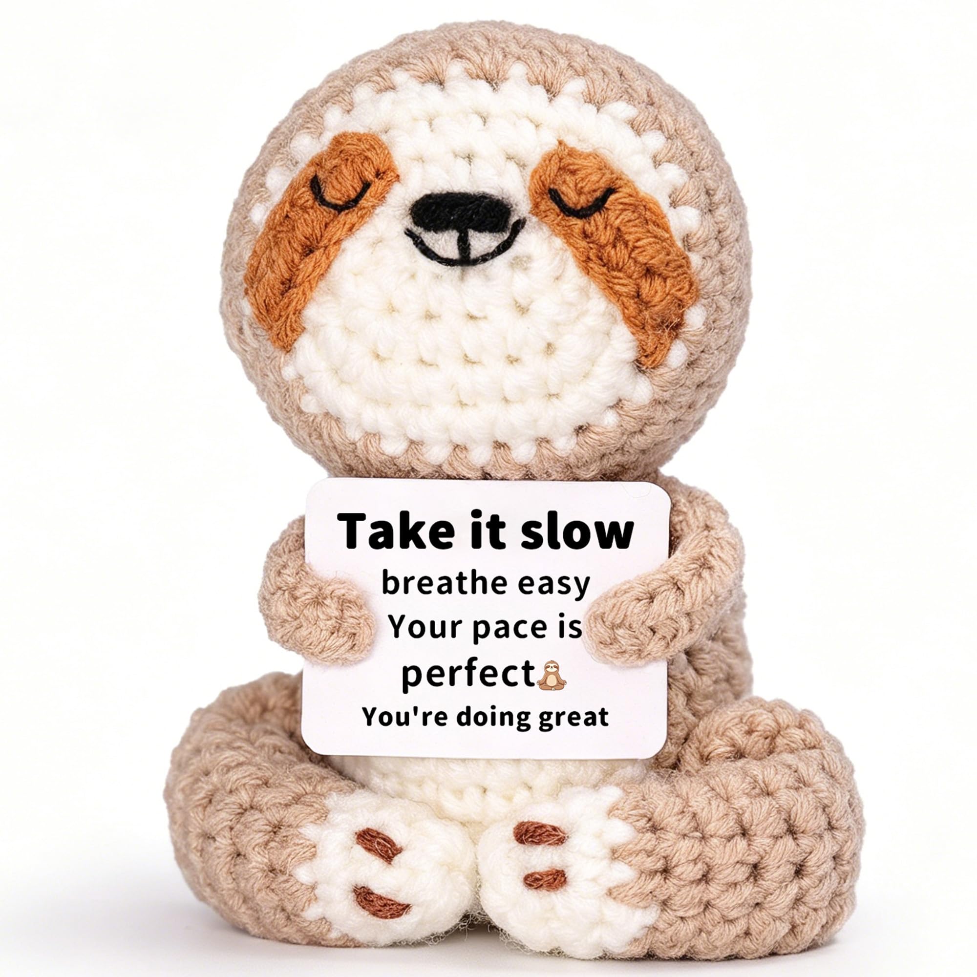 OkiyiD Meditation Gifts for Women Girls- Mini Sloth Yoga Crochet Emotional Support Relaxation Gifts for Women,Mindfulness Calm Your Mind for Stress &amp; Anxiety Relief Wellness Gift for Women Friends