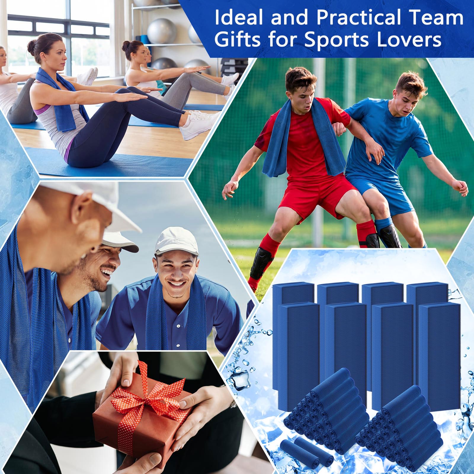 Confezione da 1000 Asciugamani rinfrescanti,Grandi,Traspiranti,per Sport e Clima Caldo,Ideali per rinfrescare Il Collo,Perfetti per allenamenti in Palestra e Come Regalo per la Squadra (Blu Scuro).
