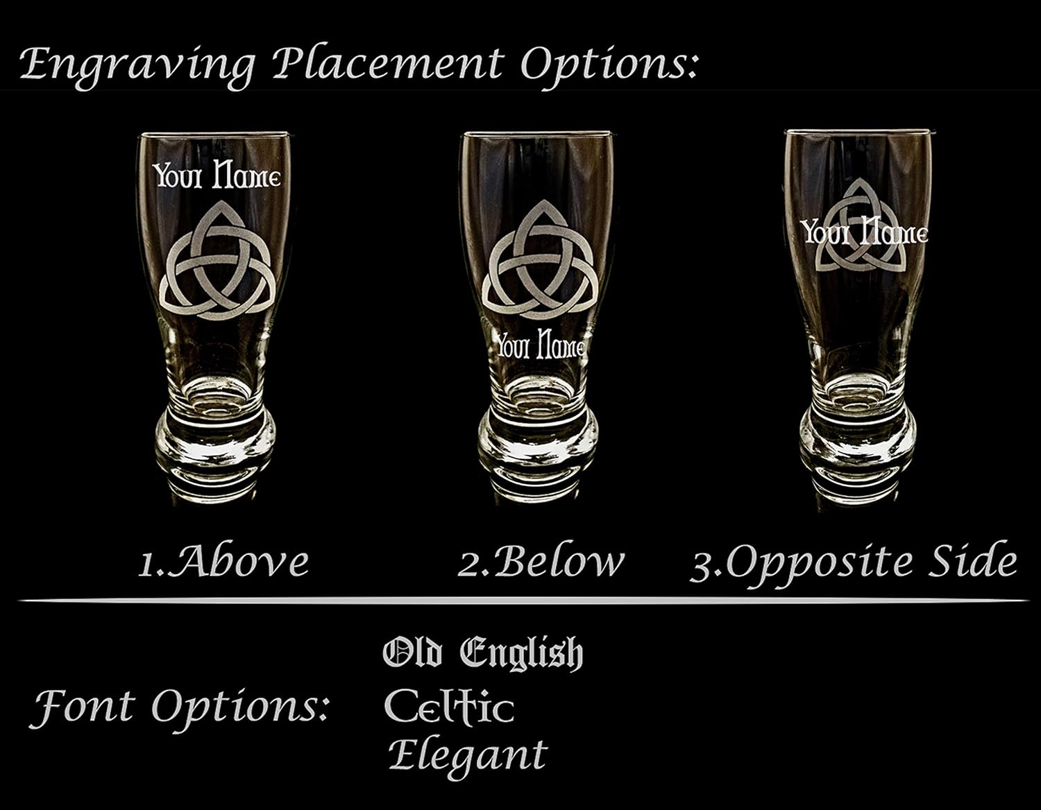 Celtic Trinity Knot Stemless Wine Glass, Engraved Personalization Included