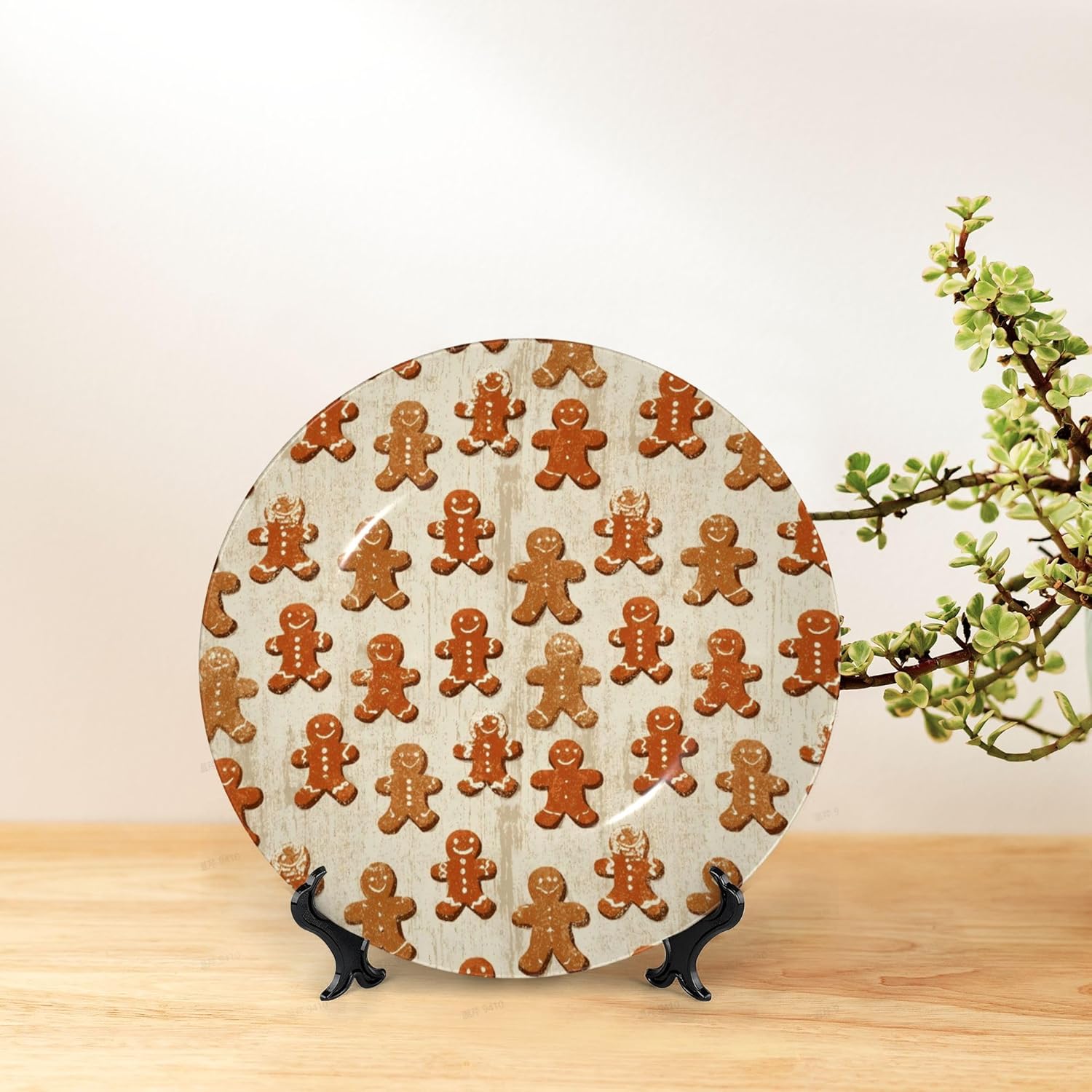 Decorative Plate Ceramic Plate for Wall Hanging 10in Accent Plate for Office Living Room Hallway Table Decor - Christmas Gingerbread Cookies 3