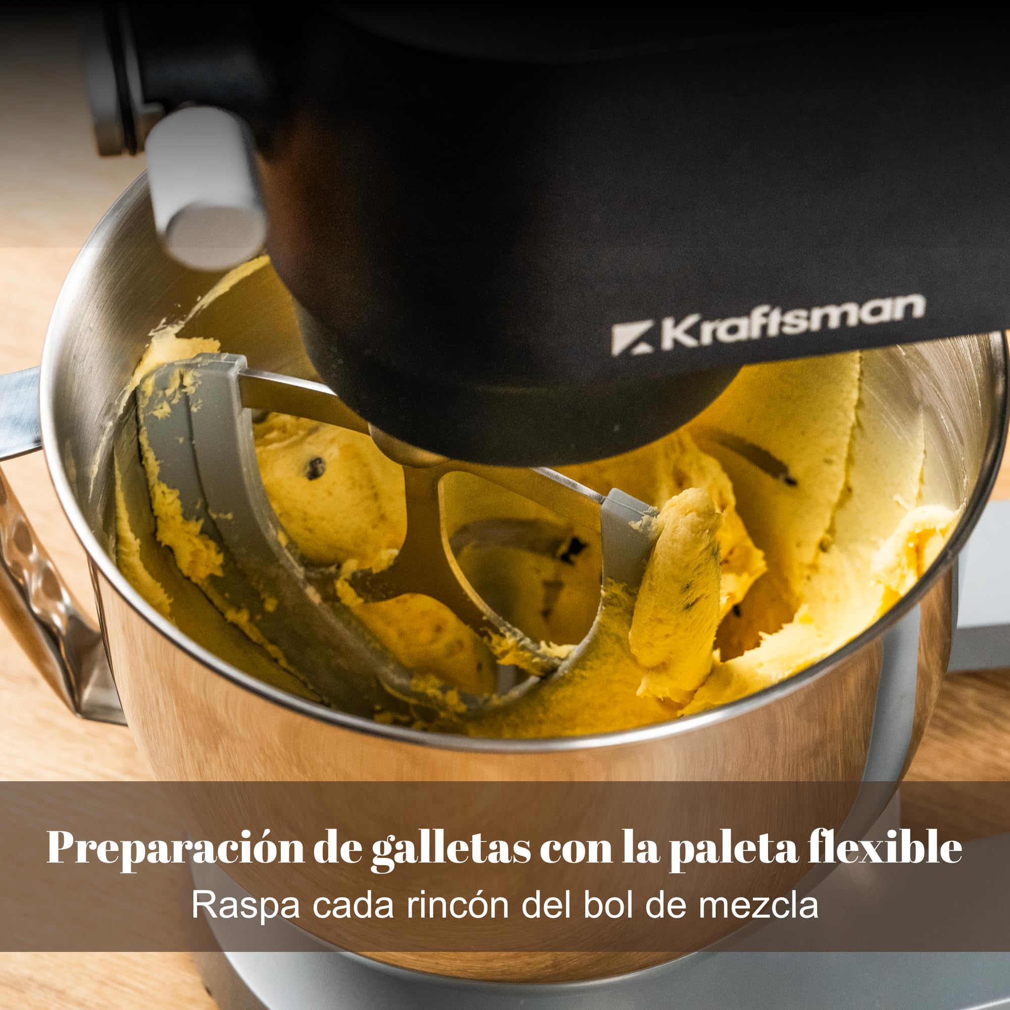 Robot de cocina, amasadora para masa de pan, carcasa de metal, 8 niveles con temporizador, cuenco de 5 L, 4 cabezales de acero inoxidable (Negro)