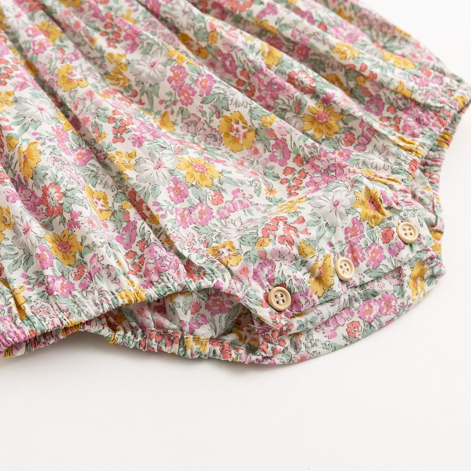 Curipeer Infant Baby Girls Summer Floral Romper Baby Bubble Sleeve Ruffle Romper Outfit 3M-2T - Image 5