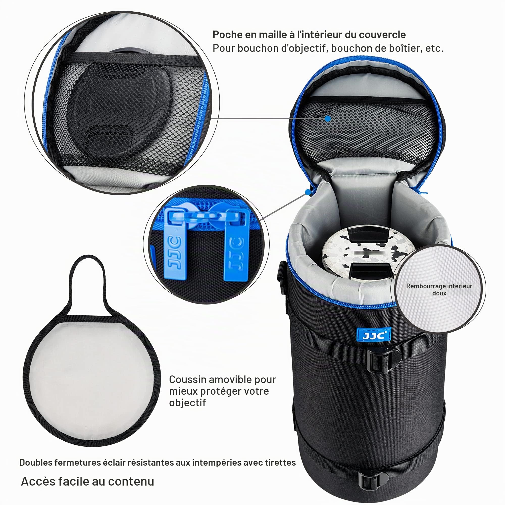JJC Pochette De Protection pour Objectifs Sony FE 200-600mm F5.6-6.3 RF 200-800 mm F6,3-9 is NIKKOR Z 180-600mm F5.6-6.3, Étui D'objectif avec Bandoulière, Taille Intérieure 5,5 x 14,5 Pouces