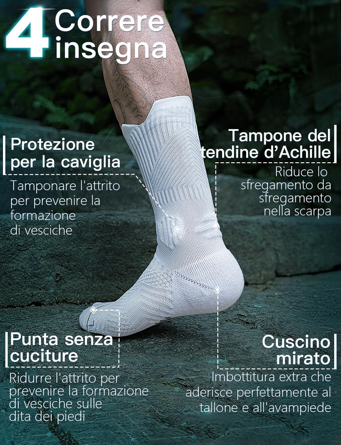 Juclise Bambù Coolmax Compressione Running Calzini Sportivi Trekking Allenamento