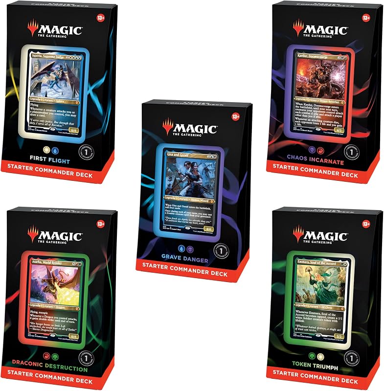 Paquete de baraja Starter Commander de Magic: The Gathering: incluye las 5 barajas