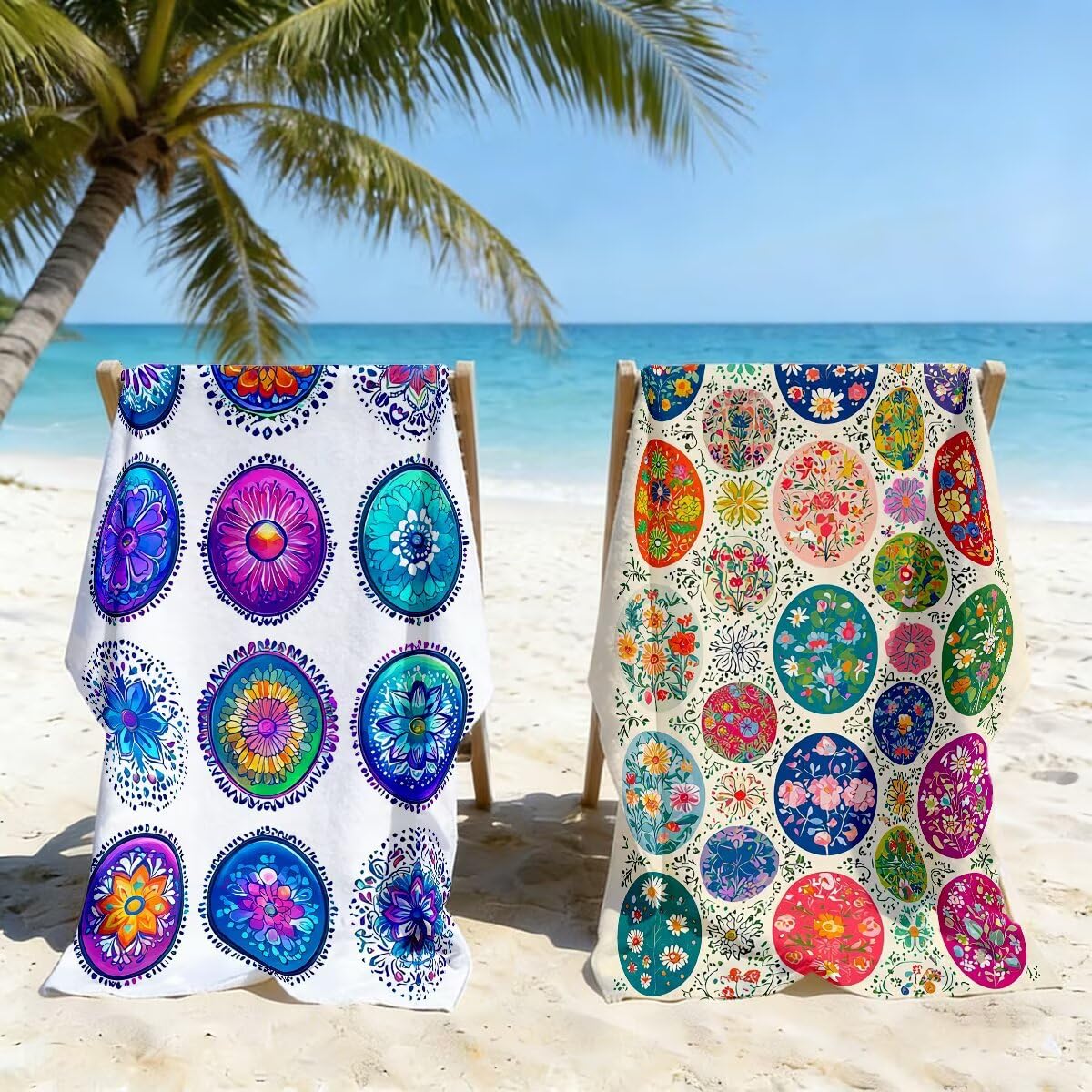 Toalla Playa 80x160 cm, Toalla Gimnasio Microfibra Secado Rapido, Juego de 2 Antiarena Toallas de Playa, Ligera Compacta Toallas Microfibra Grande para Viaje, Regalo Hombre Regalo Mujer (Retro) -4025