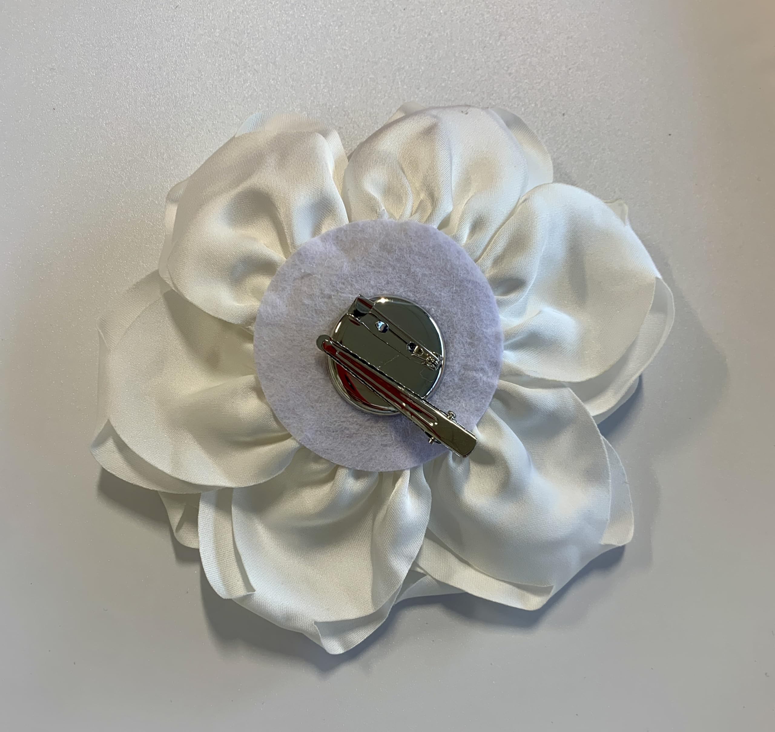 Large Rose Fascinator Corsage Hair Clip and Brooch Pin, Satin Flower, Multi-Colour Options (White) - Image 2