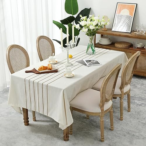 Miniatura 2 de Chassic Mantel de lino estilo granja de 60 x 104 pulgadas, estilo bohemio, de 6 pies, resistente a las arrugas, lavable, mantel rectangular para