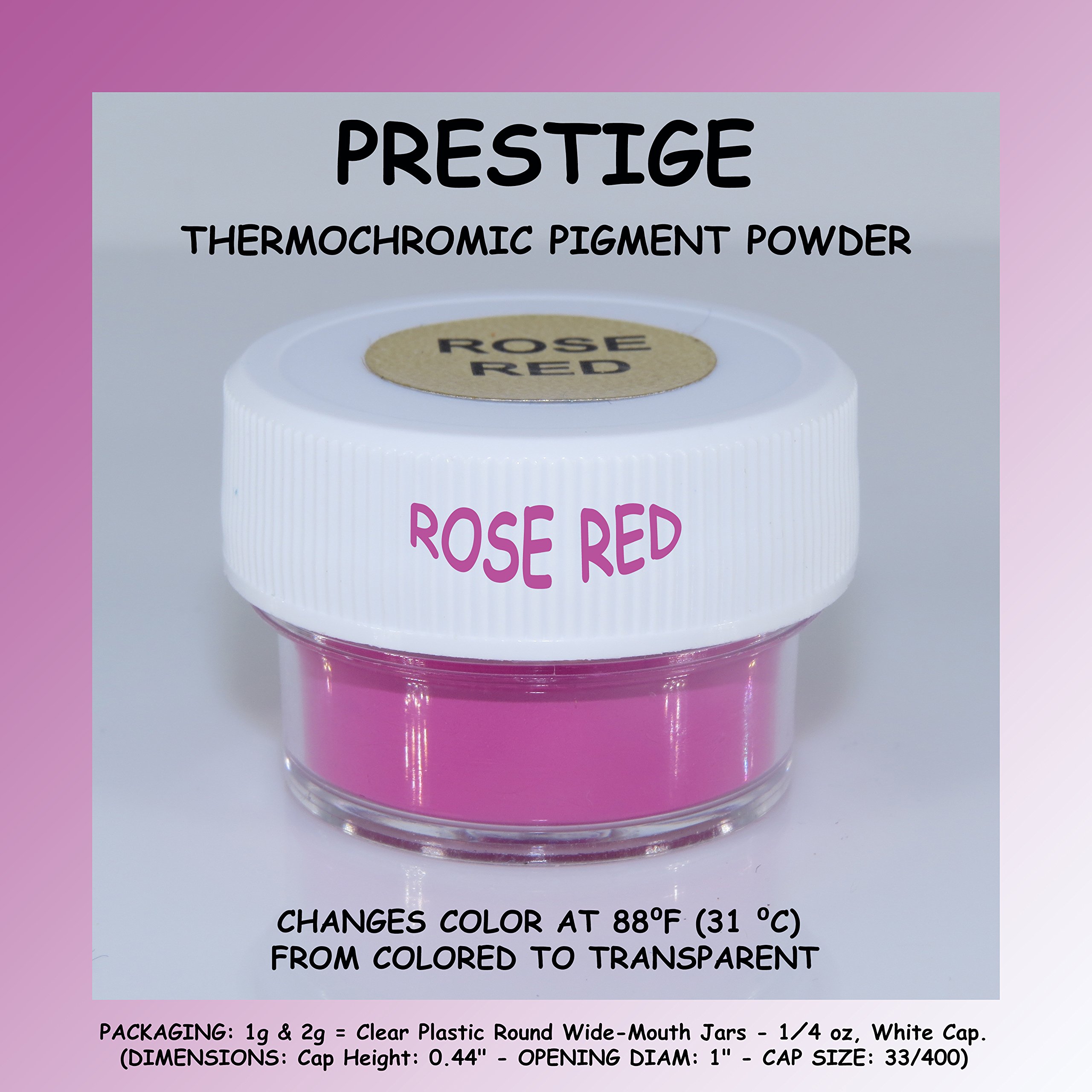 Prestige THERMOCHROMIC Pigment That Changes Color at 88⁰F (31 ⁰C) from Colored to Transparent (Colored Below The Temperature, Transparent Above) Perfect for Color Changing Slime! (2g, Rose RED)