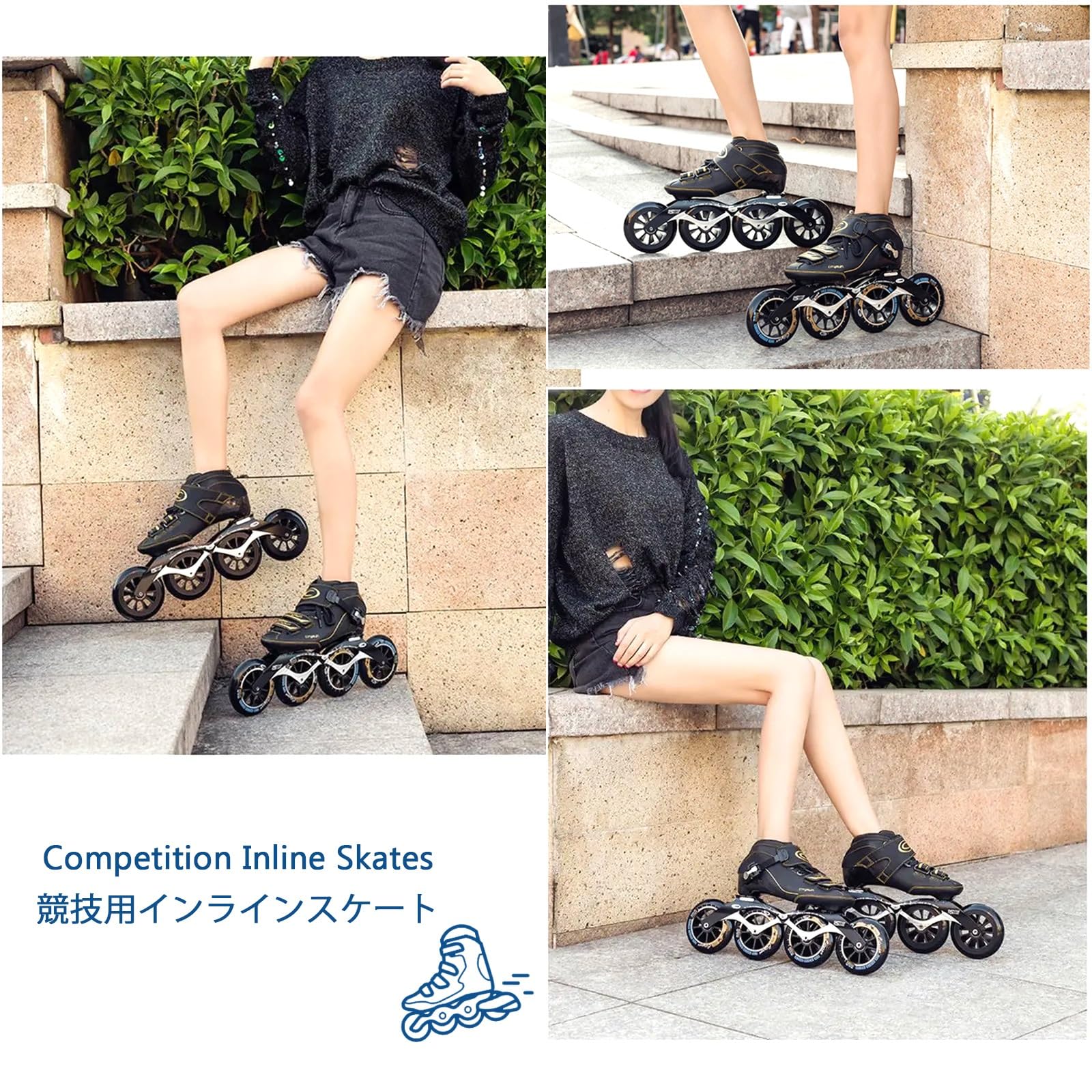 Rollers De Vitesse en Ligne for Hommes Et Femmes, Patins De Course Professionnels en Fibre De Carbone for Adultes avec Roulements ABEC-11 De Haute Précision, Patins De Course Légers