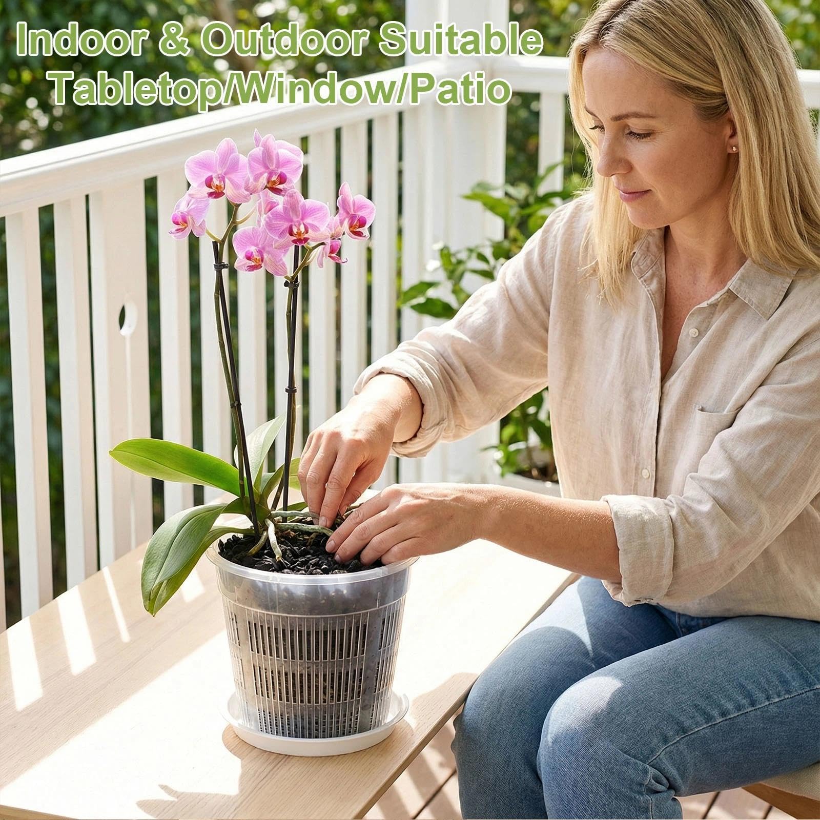 Lot de 9 Pot Transparent Orchidée, Pot pour Orchidées Respirant, Transparent Plante avec Trous de Drainage et Soucoupes pour Culture d'Orchidées en Intérieur et Extérieur (11/14/16cm)