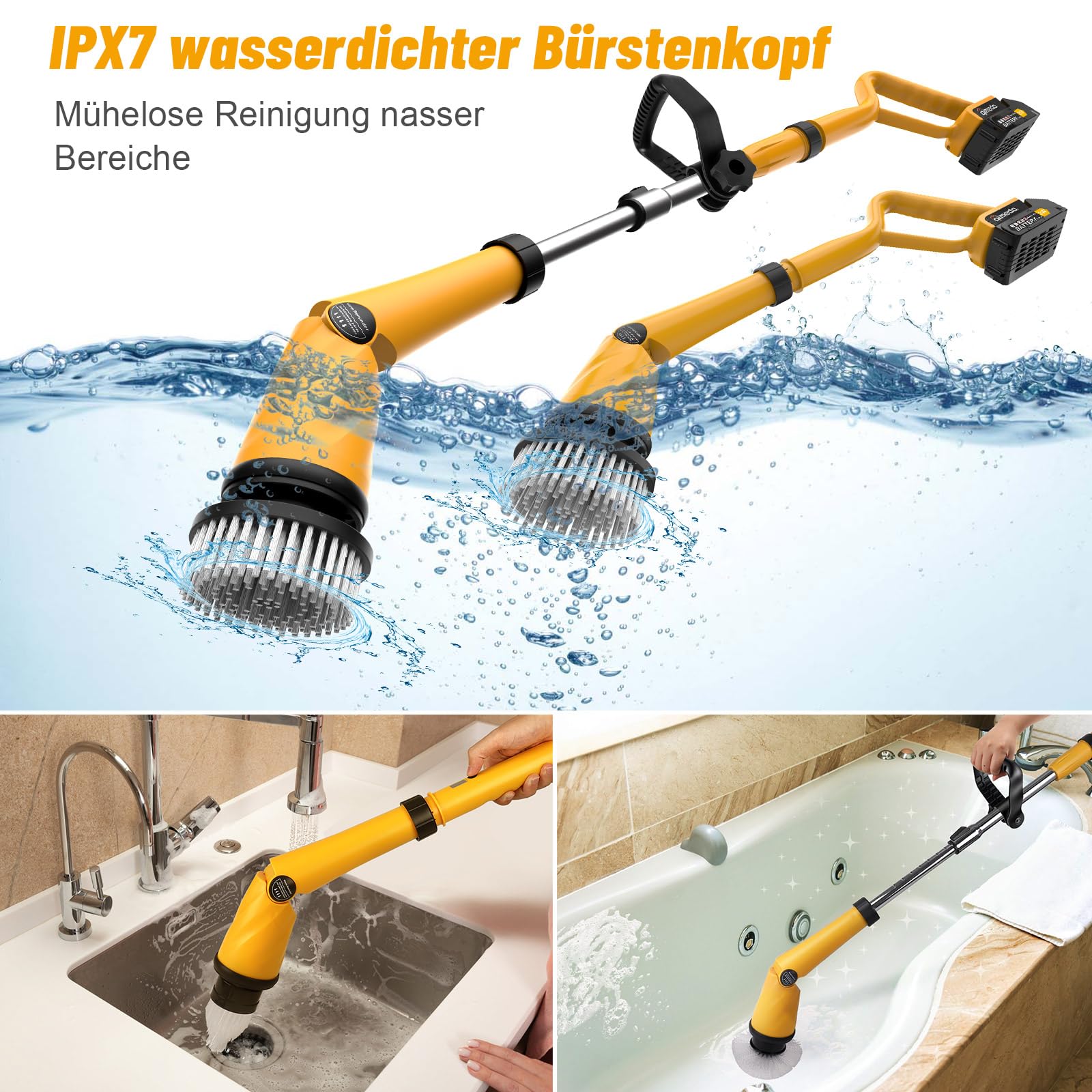Qimedo Brosse de nettoyage électrique 1500 tr/min, IPX7, 8 têtes, sans fil