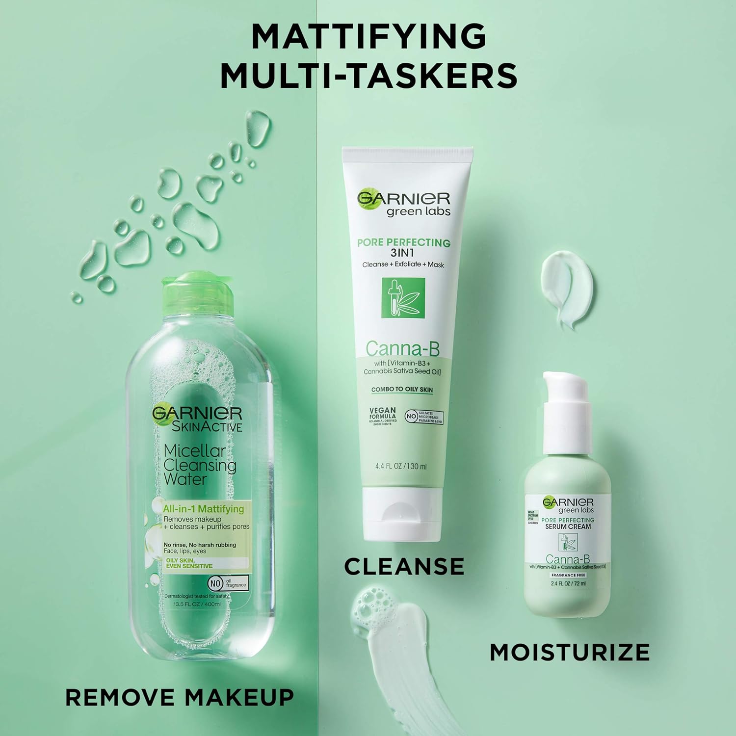 Garnier SkinActive Green Labs Canna-B Pore Perfecting 3-in-1 Face Wash unscented 2 Count
