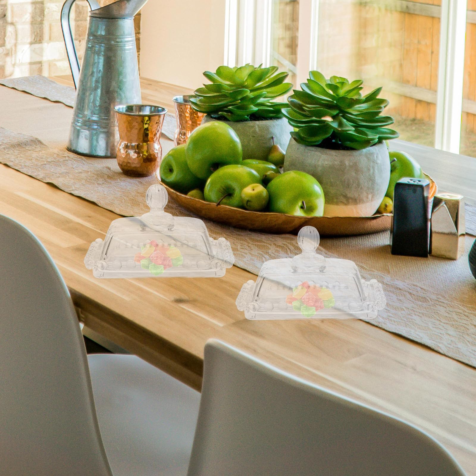 Beurrier en verre avec couvercle pour garder le beurre ou le fromage frais, élégant design classique plat à bonbons et assiette à gâteau, pour pendaison de crémaillère ou mariage