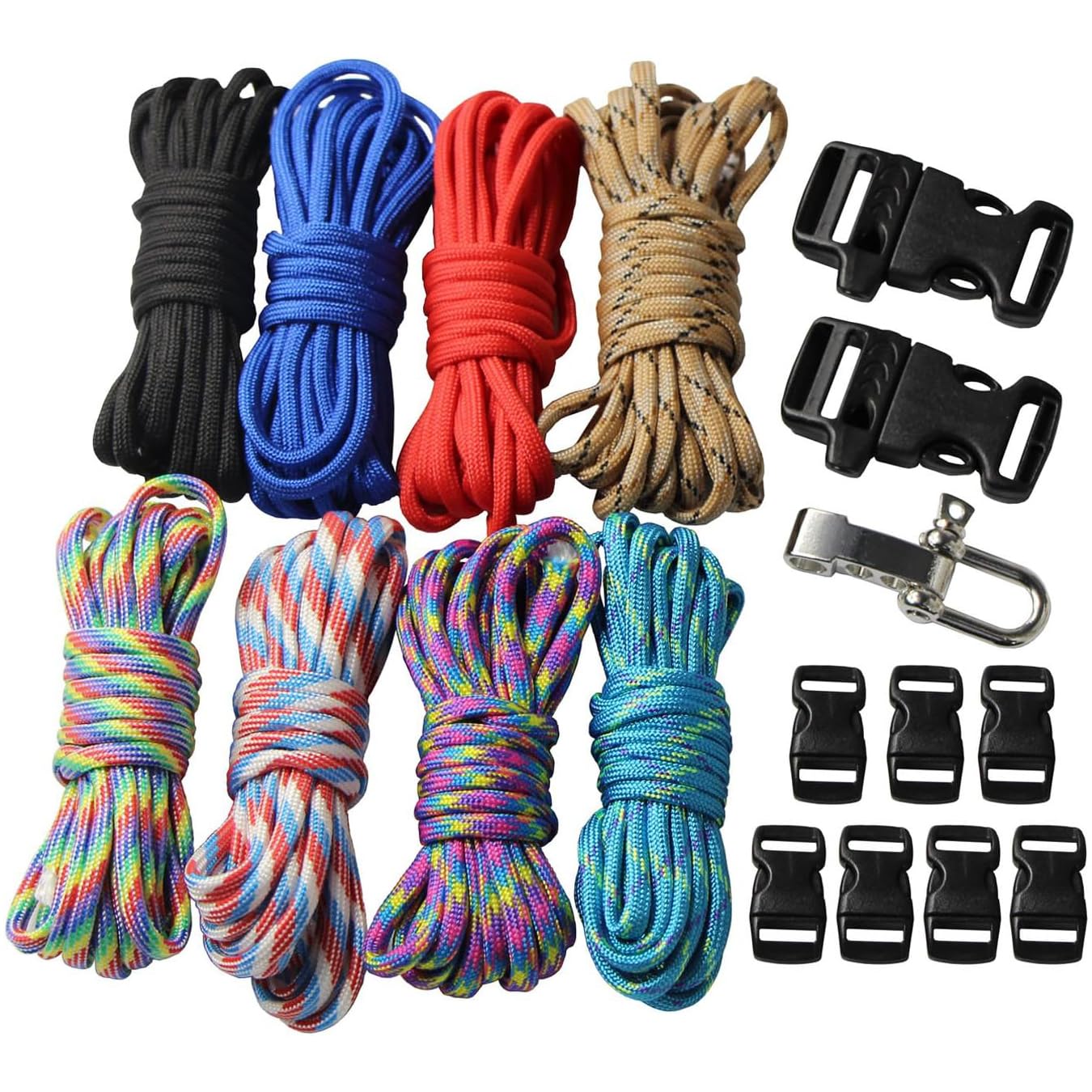 UOOOM 18er DIY Paracord Set Handgemachte Webart Survival Outdoor Armband Schlüsselanhänger Anhänger (Style A)