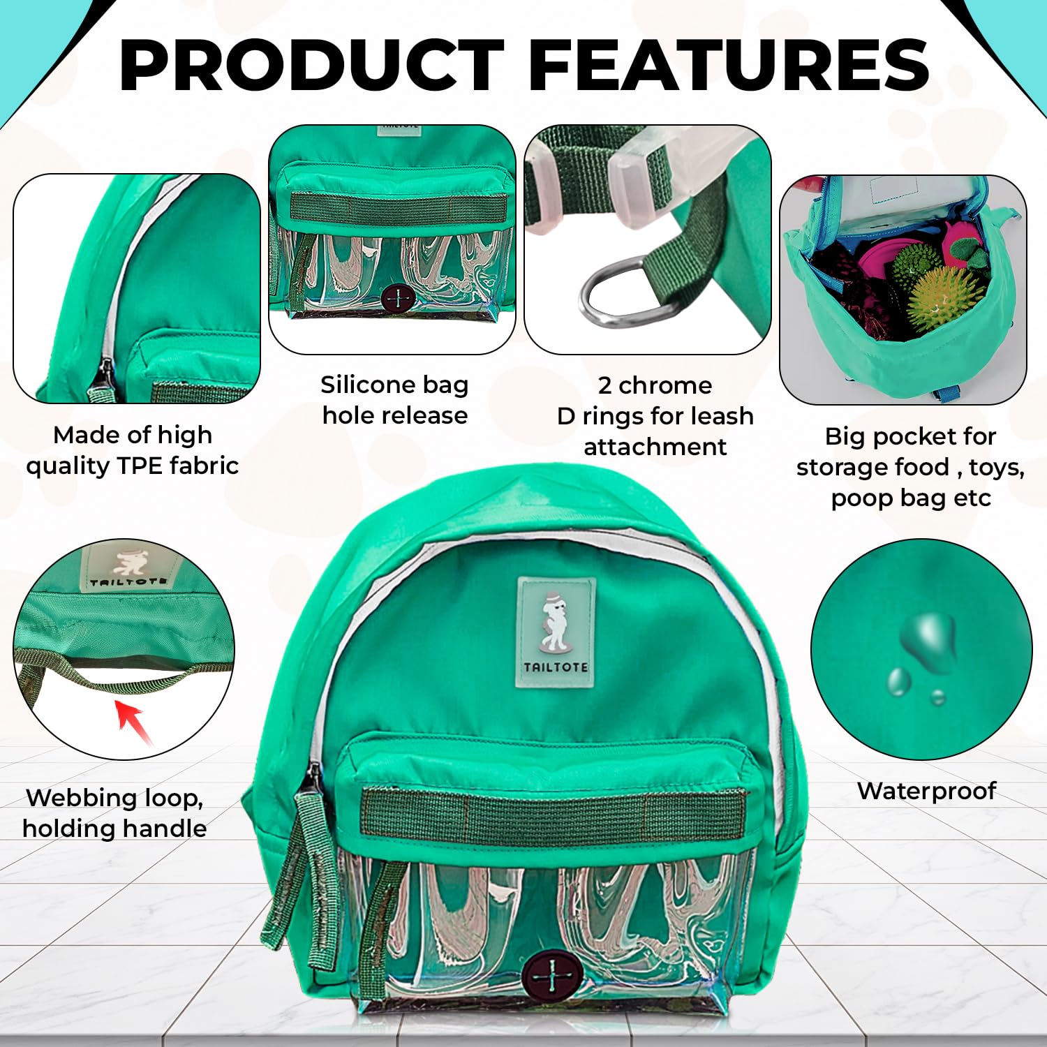 Mochila de senderismo para perros, ligera, ajustable y resistente al agua, ideal para aventuras al aire libre, entrenamiento de cachorros o paseos diarios (pequeño)