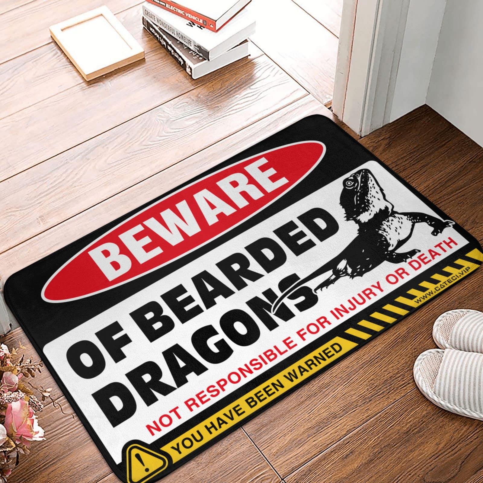 Tapis de porte extérieur attention aux dragons barbus COTECI 65x90 cm