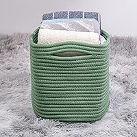 Vista 5 de Green 3 Pack Shelf Cube Storage Organizer Bins,Decorative Closet Storage Basket for Organizing,Skin-friendly Rope Basket for Shelves,Rectangular