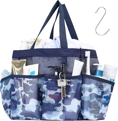 F-color - Organizador de ducha portátil de malla para artículos de aseo personal para dormitorio universitario, baño, gimnasio, secado rápido para