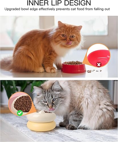 Miniatura 6 de Cuenco para gatos, cuencos de cerámica para gatos y agua, aptos para bigotes, lindos cuencos de comida para gatitos para proteger la columna
