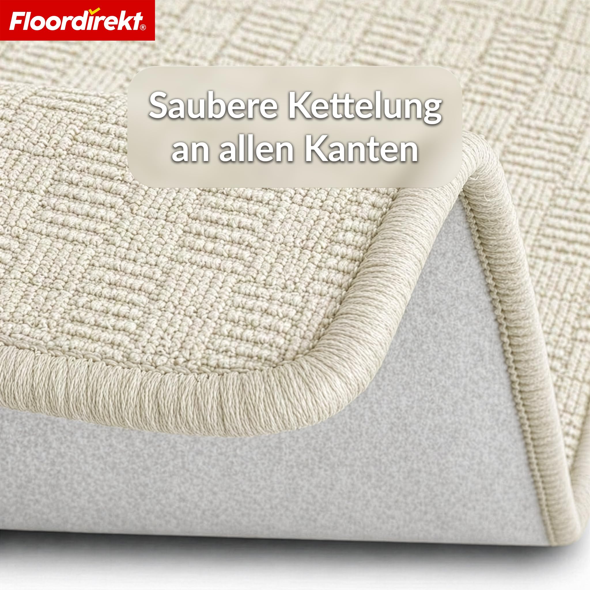 Floordirekt Chodnik dywanowy Monaco kremowy, 80 x 300 cm, chodnik do kuchni, przedpokoju i salonu, z drobnymi pętelkami, antypoślizgowy i antystatyczny, chodnik kuchenny, do przedpokoju