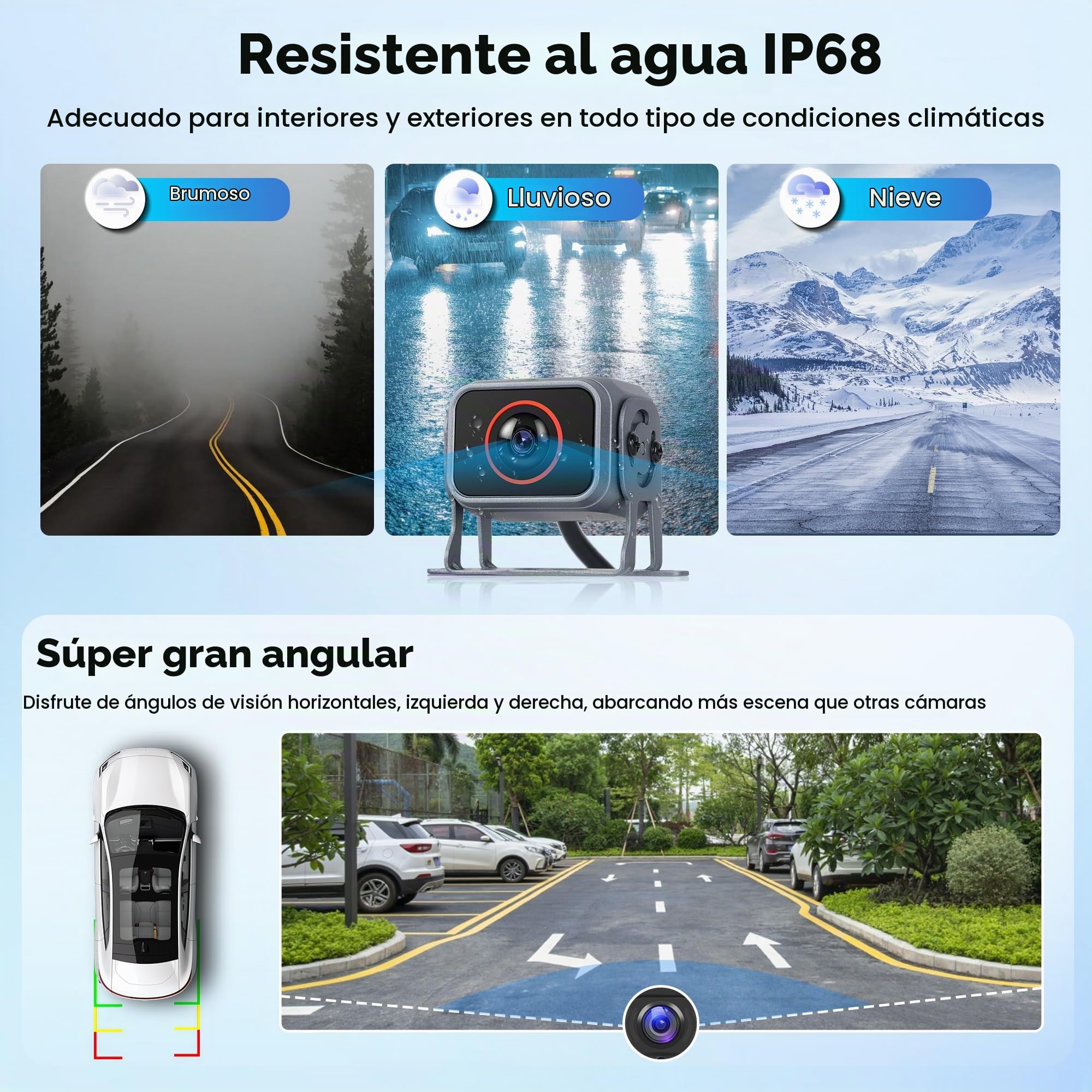Cámara de Visión Trasera Kit con 5 Cámara con 10.1 Pulgadas IPS Monitor con Cable de 5M + 15M, IP68 Impermeable, Visión Nocturna, BSD, Vídeo en Bucle, DVR para Camión/Bus/Furgoneta/Caravana