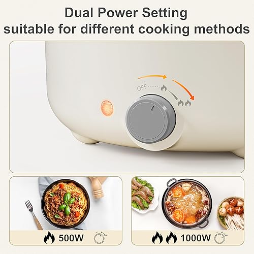 Miniatura 3 de TOPWIT Olla eléctrica, olla eléctrica de 3 L, olla rápida de fideos, sartén antiadherente, olla eléctrica multifuncional para carne, huevo, ramen,