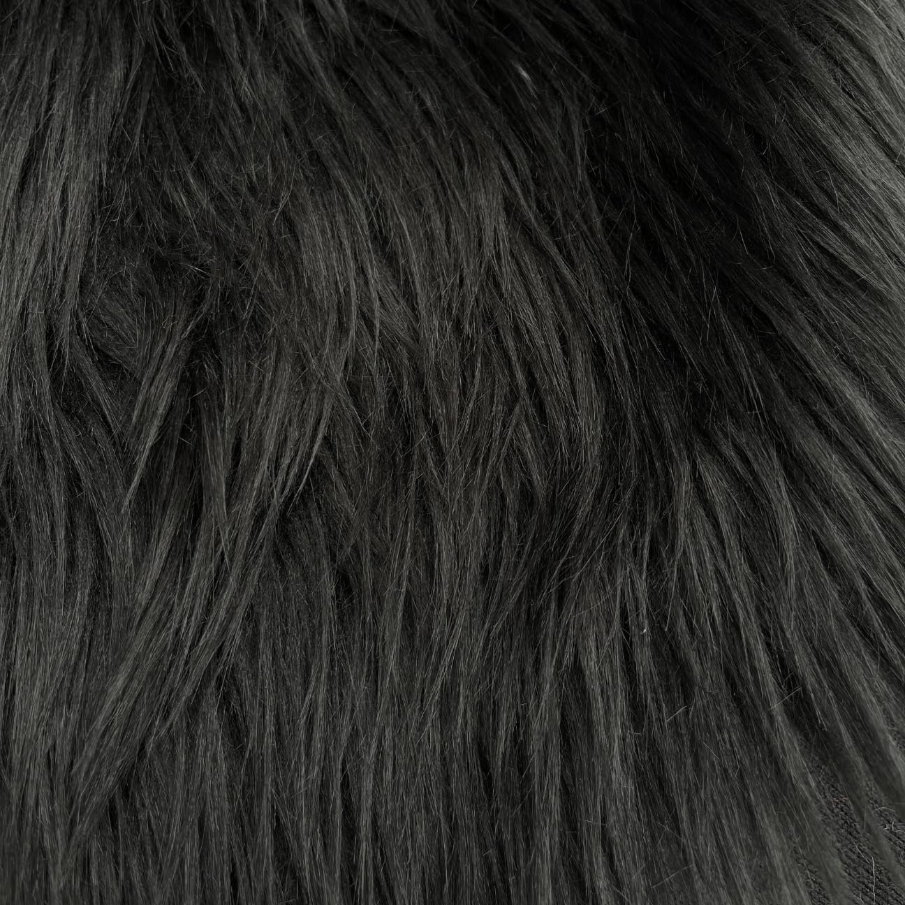 Faux / Fake Long Pile Fur Shaggy BLACK Fabric / 1 YARD