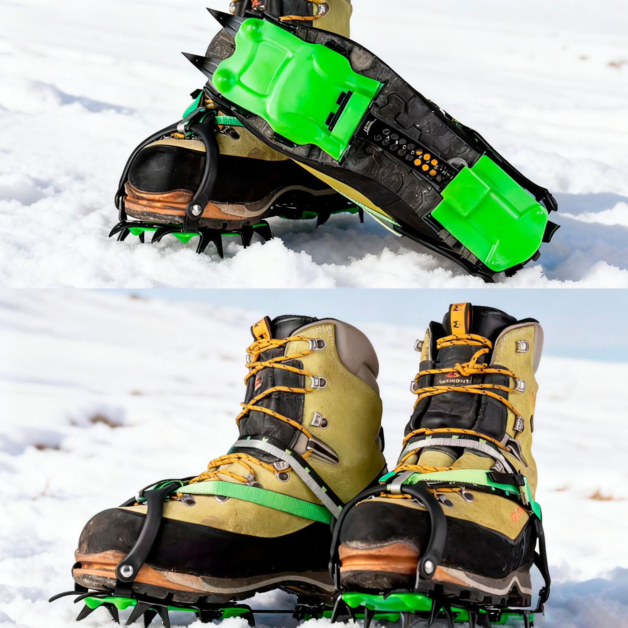 Grödel für Wanderschuhe & Bergschuhe, Universal Steigeisen 14 Zähne, Crampons Spikes für Schuhe, Grödeln Snowline geeignet, Antirutsch Grödel für Schnee & EIS, Winter-Abgleitschutz