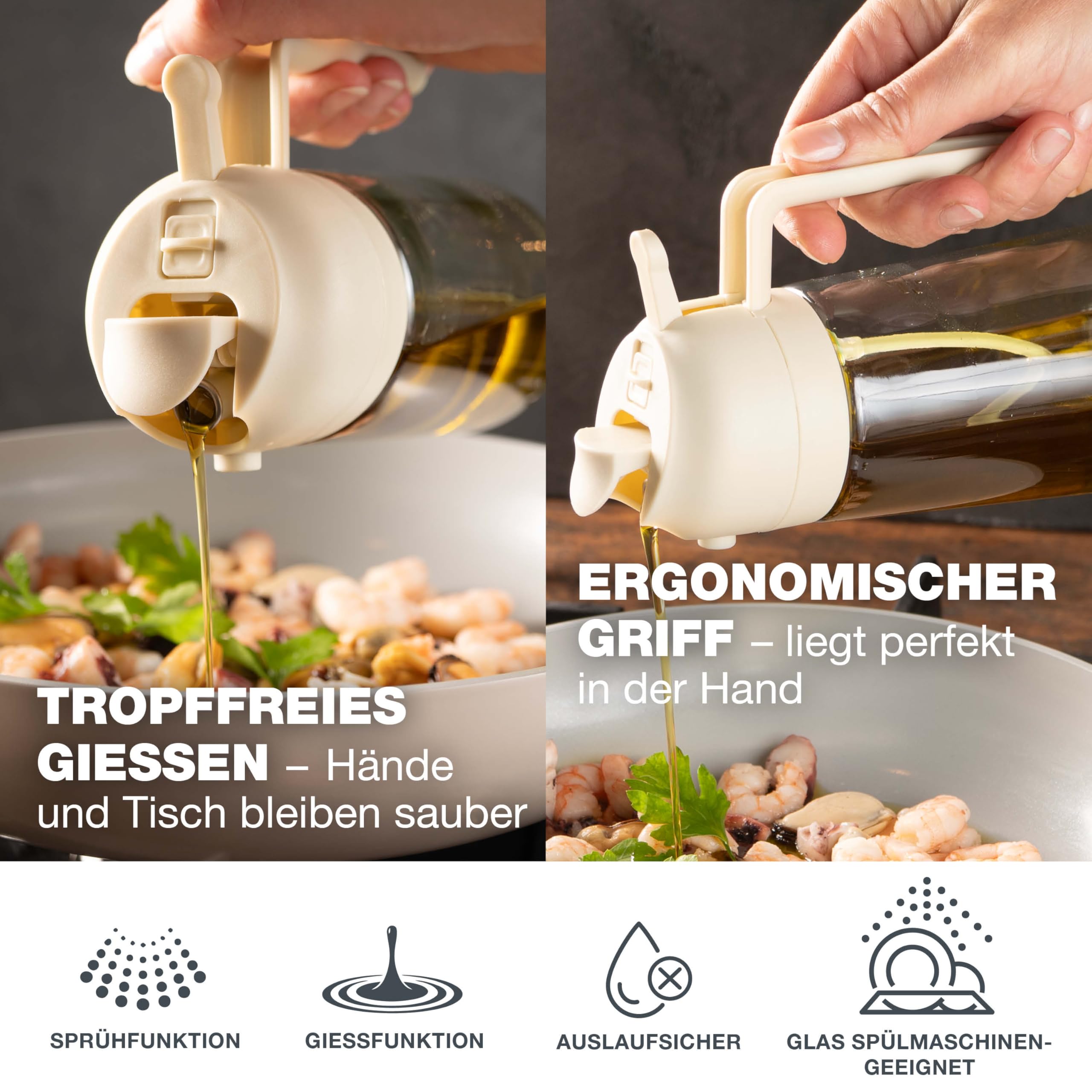 Moritz & Moritz Rozpylacz do oleju 470 ml – 2 w 1, rozpylacz i nalewak, delikatna mgiełka do oleju i octu, butelka z rozpylaczem wielokrotnego napełniania na patelnię, airfryer, grilla i sałatki