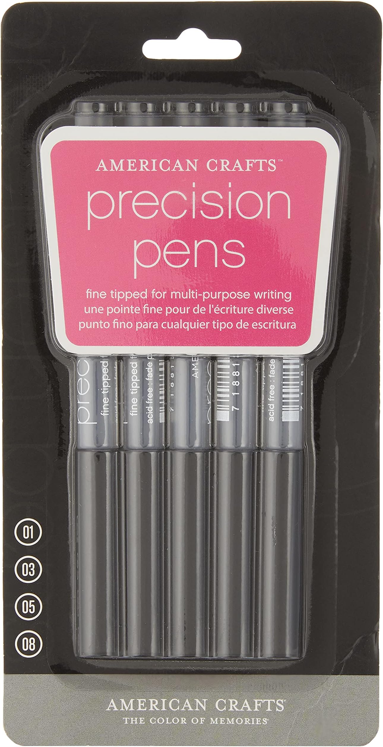 Precision Pen 5 Pack by | Black | variety of tips including .01, .03, .05, and .08