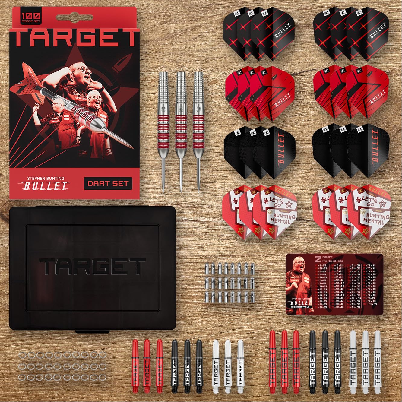 Target Darts Stephen Bunting Messing-Dartset mit 100 Teilen
