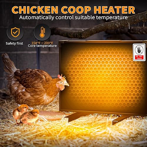 Miniatura 4 de Ziopetru Calentador de gallinero, calentador de gallinero de invierno, panel de calefacción radiante de gallinero, cable antimordeduras de 9 pies,