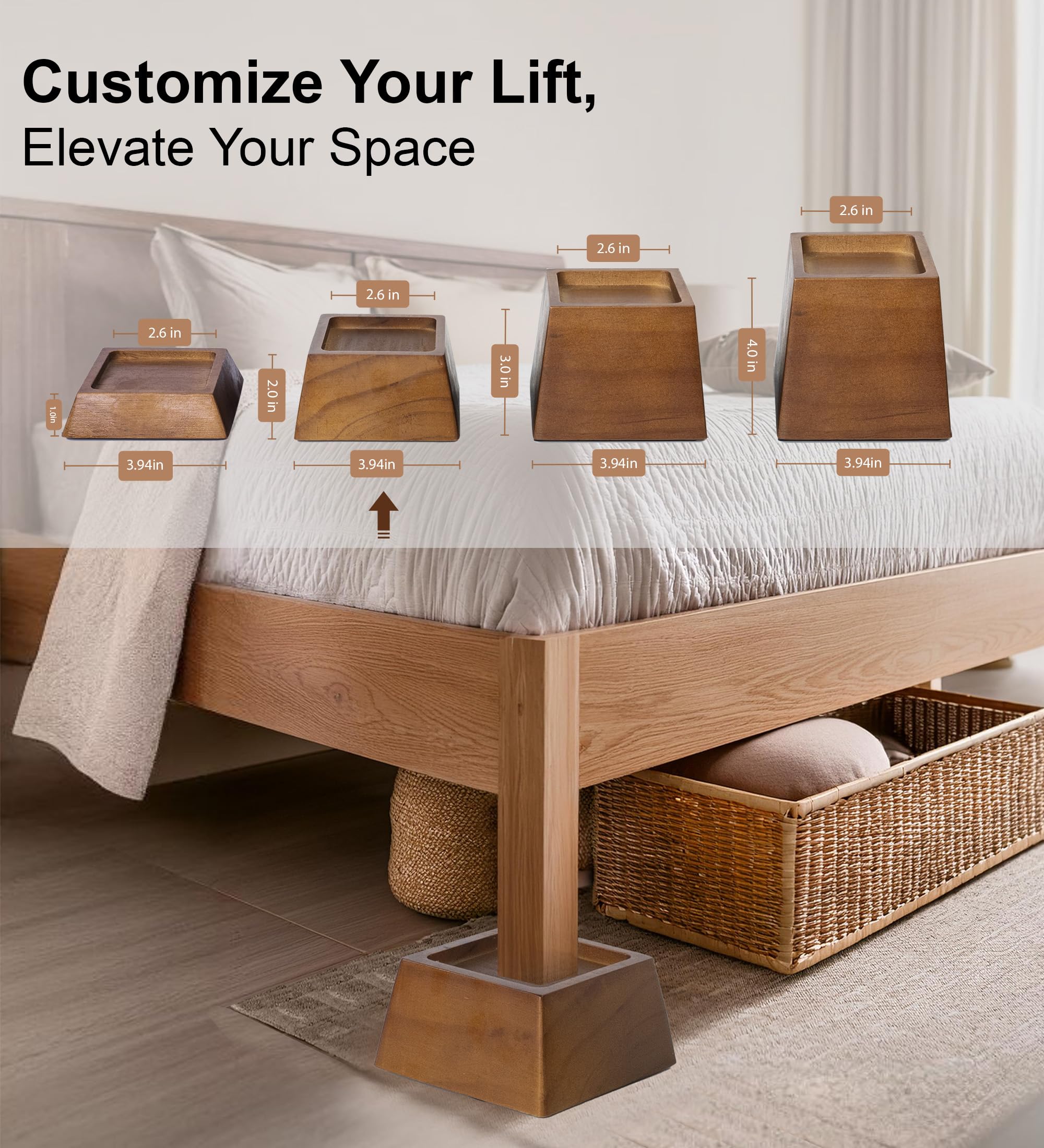 Raise Your Furniture with Lufia Bed Risers -6