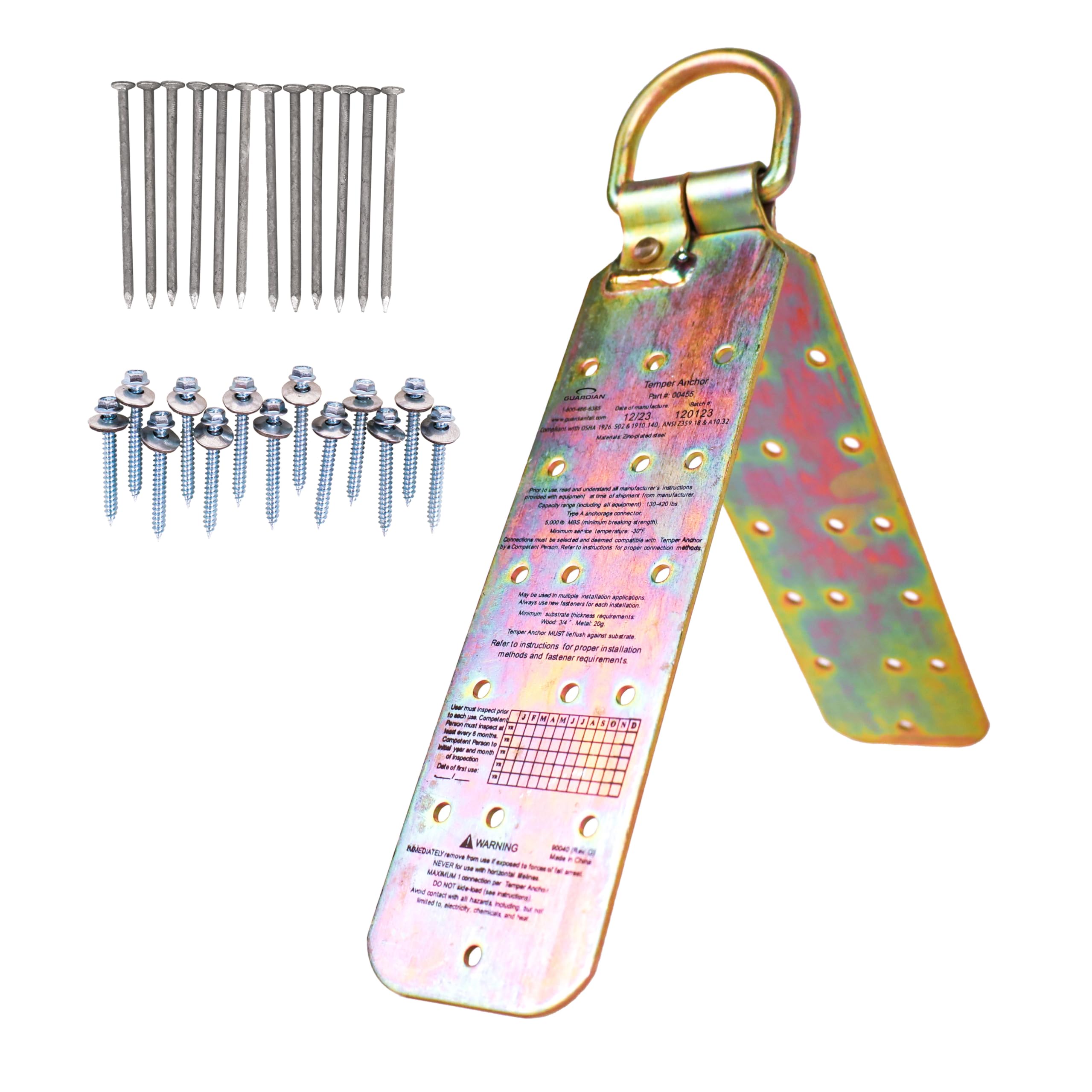 Guardian Fall Protection 00455 Temper Reusable Anchor for flat 12/12 Pitch with Fasteners