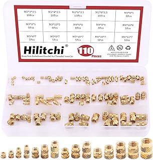 Hilitchi 110Pcs Brass Knurled Nuts Threaded Heat Embedment Nut for Printing 3D Printer and More Projects Assortment Kit