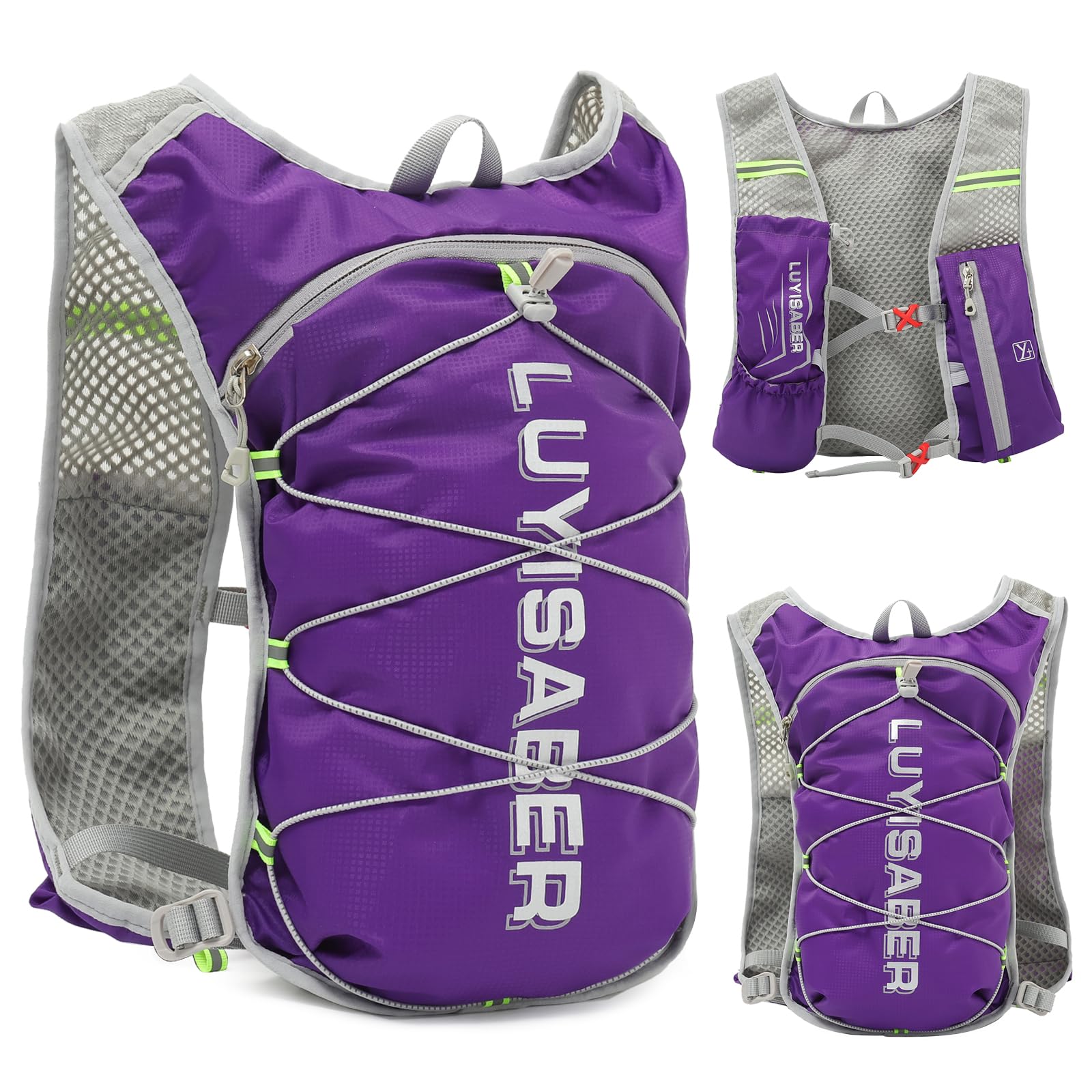 flintronic Running Vest for Women Men, Lightweight Running Backpacks, Hydration Vest Backpack with Reflective Design, Adjustable Hydration Backpack for Outdoor Climbing Hiking Cycling Biking Trail