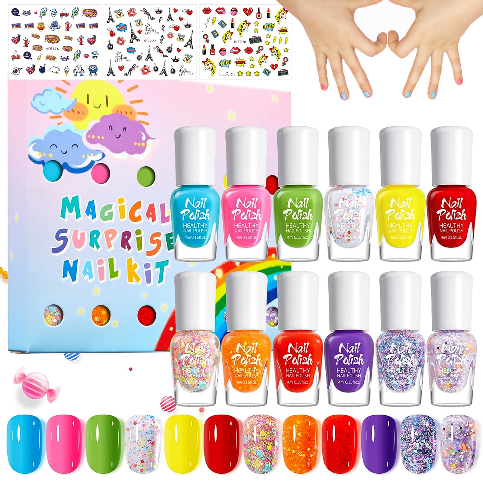 子供 マニキュア ネイルセット キッズ用 ネイルはがせる 水溶性 速乾 ネイルポリッシュ子供用 メイクセット 小学生 女の子 おもちゃ 誕生日 クリスマス プレゼント (12色)