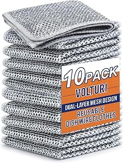 VOLTURI Non Scratch Wire Dish Cloth (Pack of 10), Steel Scrubber for Utensils Cleaning, Multipurpose Wet and Dry Cleaning, Stainless-Steel Dish Wash Scrubber for Washing Dishes, Sinks, Counters Price in India