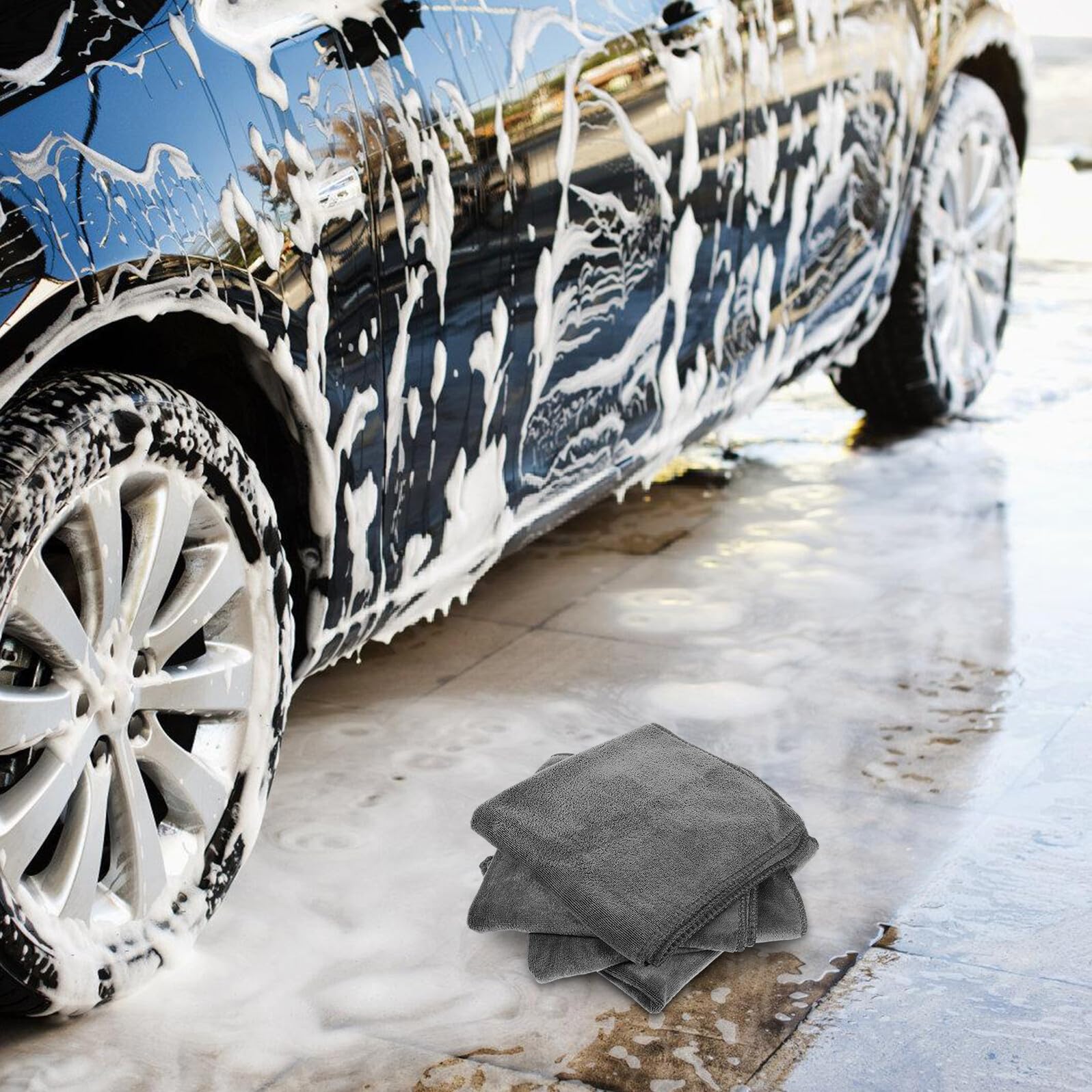 Paños de Limpieza Absorbentes y Reutilizables de Microfibra 40x40 Cm Gris Engrosados para Hogar y Lavado de Coches Kit 12 Piezas