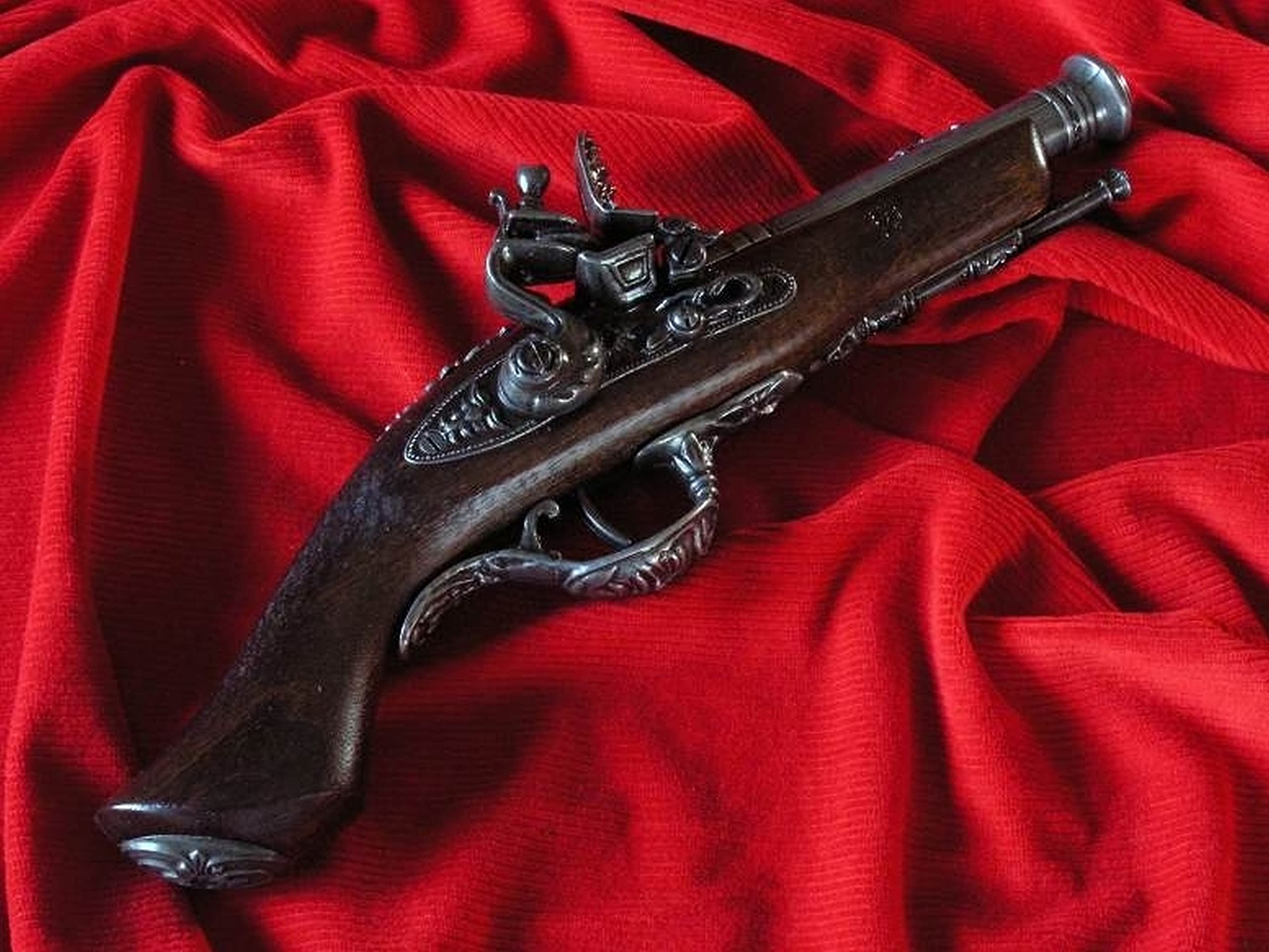 ITALIENISCH Steinschloss-Pistole Holz und Metall AG301.01 Replik Dekowaffe Pistole LARP Reenactment historische Dekoration für einen Sammler oder für EIN Geschenk schießt Nicht.