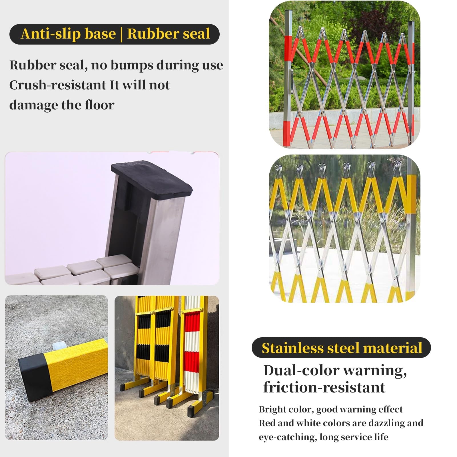 Valla retráctil de acero inoxidable extensible con ruedas universales para seguridad industrial y control de acceso, flexible