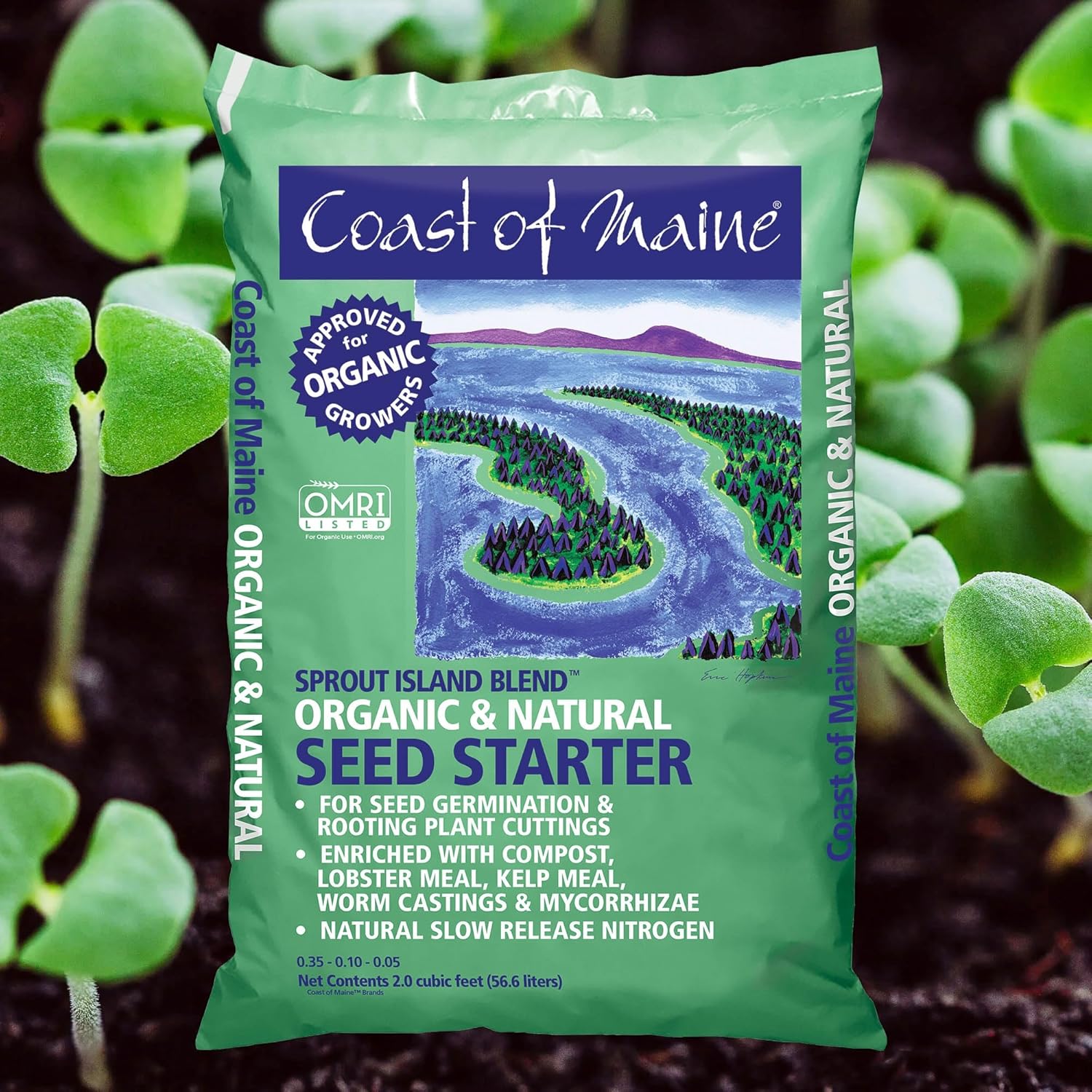 Coast of Maine Organic & Natural Sprout Island Blend Seed Starter - Seed Germination & Root Plant Cuttings w/Composted Manure, Mycorrhizae, Worm Castings & Kelp - Enhanced Drainage (2 cu ft)