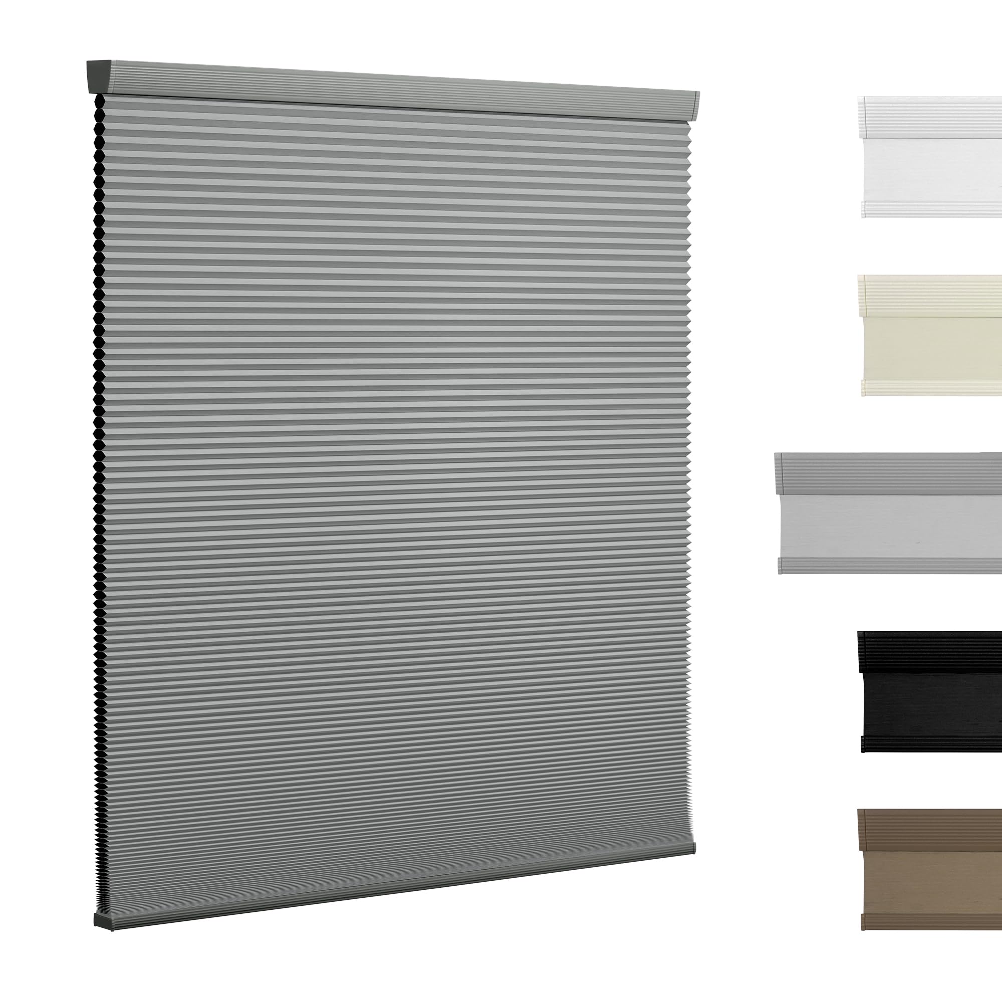 Boolegon Blackout Cellular Shades Cordless Pull Down Cellular Blinds Thermal Insulated Honeycomb Blinds for Windows, Light Gray