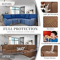 Vista 343 de Fundas 100% impermeables para sofá reclinable seccional, fundas para sofá reclinable en forma de L, funda para sofá seccional de esquina