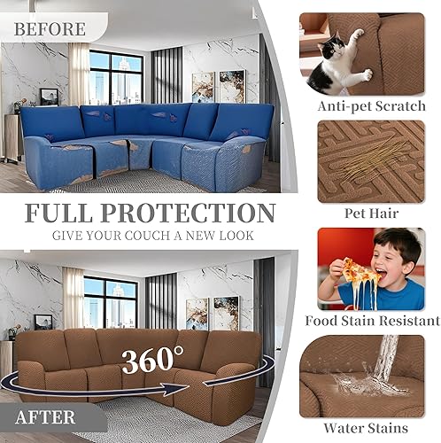 Miniatura 343 de Fundas 100% impermeables para sofá reclinable seccional, fundas para sofá reclinable en forma de L, funda para sofá seccional de esquina en forma de