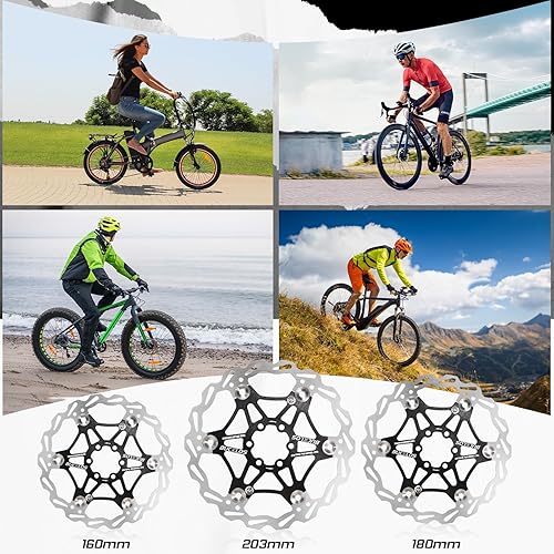 Miniatura 6 de BUCKLOS Rotor de freno de disco flotante de 6.299 in, 7.087 in y 7.992 in, rotores de frenos MTB de acero inoxidable con 6 pernos, rotor de disco