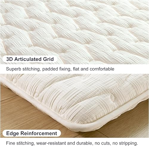 Miniatura 4 de Colchón de espuma de alta calidad para futón japonés, tamaño Queen de 60 x 80 pulgadas, 100% espuma de alta densidad, cómodo colchón de suelo,