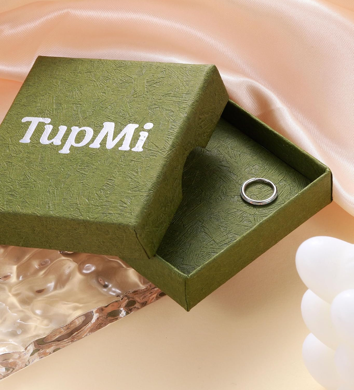 Opal Septum Ring 16G 18G 20G Hinged Hoop Ring for Women Stainless Steel Opal Nose Ring Hoop Septum Piercing Clicker Ring Cartilage Tragus Helix Earrings Conch Piercing Jewelry - Image 6